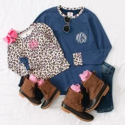 Monogrammed Emma Sweatshirt -Fashion Clothing Store 0ME mom and me navy leopard emma sweatshirts