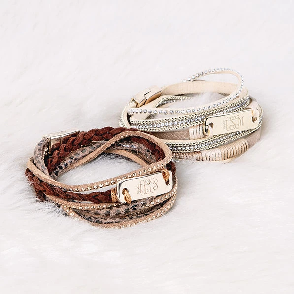 Monogrammed Wrap Bracelet Stack 2 Monogrammed Wrap Bracelet Stack - Image 2