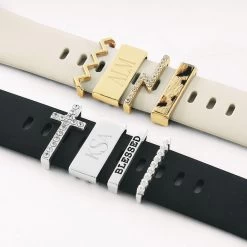 Personalized Smart Watch Charm Set -Fashion Clothing Store 0qz Personalized Smart Watch Charm Set in Gold and Silver on Apple Watch Band