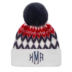 Monogrammed Pom Pom Beanie