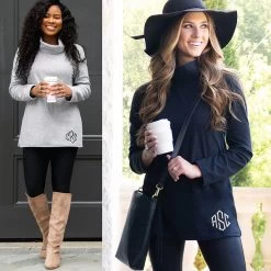Monogrammed Fleece Tunic 10 Monogrammed Fleece Tunic -Fashion Clothing Store 18Y gray and black fleece tunics