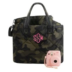 Monogrammed Quilted Camo Tote Bag Set