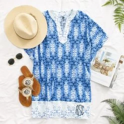 Monogrammed Nantucket Cover Up -Fashion Clothing Store 1BG navy paisley nantucket cover up flatlay