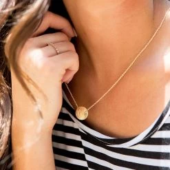 Monogrammed Delicate Disc Necklace -Fashion Clothing Store 1GR monogrammed delicate necklace in gold