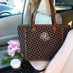 Monogrammed Vintage Tote -Fashion Clothing Store 1Ik checker vintage tote in car 2