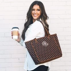 Monogrammed Vintage Tote -Fashion Clothing Store 1Ik checker vintage tote on shoulder 2