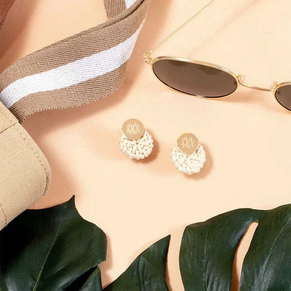 Monogrammed Rattan Earrings 4 Monogrammed Rattan Earrings - Image 4