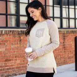 Monogrammed Sherpa Raglan Sweatshirt