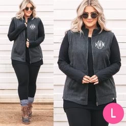 Monogrammed Fleece Vest -Fashion Clothing Store 1zy charcoal monogrammed fleece vest size l