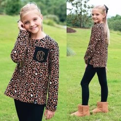 Monogrammed Kids Emma Sweatshirt -Fashion Clothing Store 25B cheetah kids emma sweatshirt