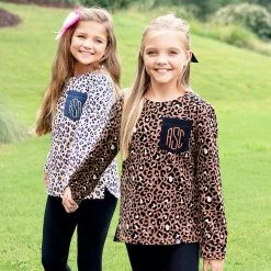 Monogrammed Kids Emma Sweatshirt -Fashion Clothing Store 25B matching sister leopard and cheetah emma sweatshirts