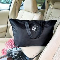 Monogrammed Packable Weekend Duffel Bag 22 Monogrammed Packable Weekend Duffel Bag -Fashion Clothing Store 2Kz black packable duffel bag in car with flowersjpg