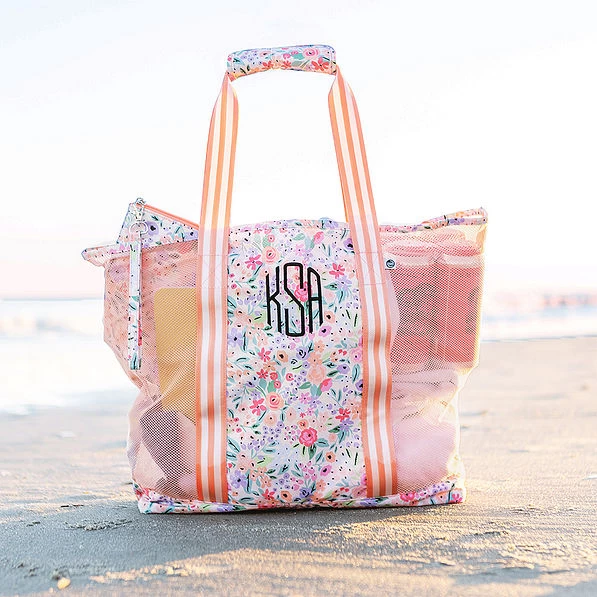 Monogrammed Mesh Beach Bag Set 7 Monogrammed Mesh Beach Bag Set - Image 7