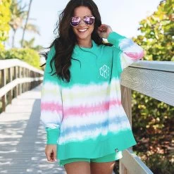 Monogrammed Shorts -Fashion Clothing Store 2cr rainbow tie dye coastal crewneck with matching lounge shorts