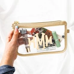 Monogrammed Clear Stadium Wristlet 7 Monogrammed Clear Stadium Wristlet -Fashion Clothing Store 2dg Monogrammed Clear Stadium Wristlet filled with cosmetics and sport ticket
