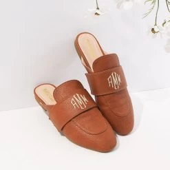 Monogrammed Slide On Loafers -Fashion Clothing Store 2hz brown slide on loafers for spring