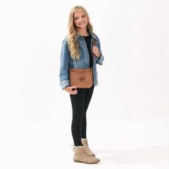 Monogrammed Kids Saddlebag -Fashion Clothing Store 2p4 brown kids saddlebag with denim jacket