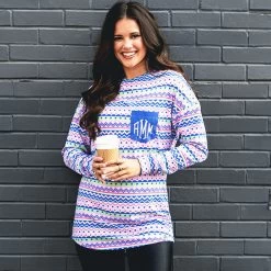 Monogrammed Patterned Long Sleeve Shirt