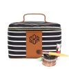 Monogrammed Striped Train Case