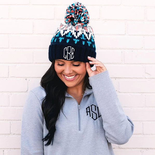 Monogrammed Pom Pom Beanie 5 Monogrammed Pom Pom Beanie - Image 5