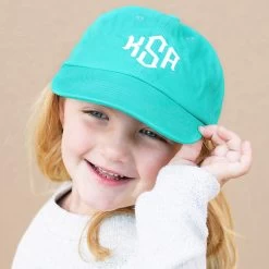 Monogrammed Kids Baseball Hat -Fashion Clothing Store 3rQ mint baseball hat on girl new