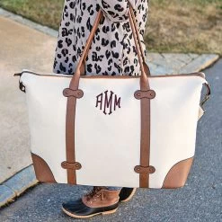 Monogrammed Vintage Weekender -Fashion Clothing Store 475 monogrammed vintage weekender on arm2