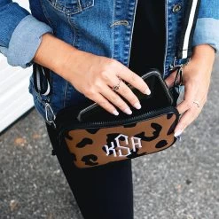 Monogrammed Neoprene Crossbody Camera Bag -Fashion Clothing Store 4I8 hickory neoprene crossbody camera bag phone in front pocket