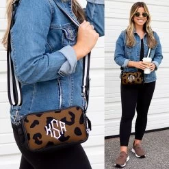 Monogrammed Neoprene Crossbody Camera Bag -Fashion Clothing Store 4I8 hickory neoprene crossbody camera bag split styled with denim jacket