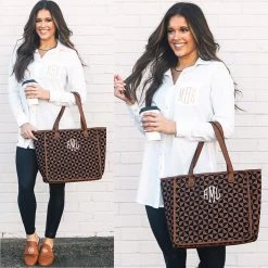 Monogrammed Vintage Tote -Fashion Clothing Store 4Ii checker vintage tote split image