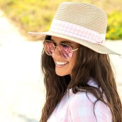 Fedora -Fashion Clothing Store 4MN close up of pink gingham fedora peyton