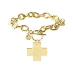 Monogrammed Cross Pendant Bracelet