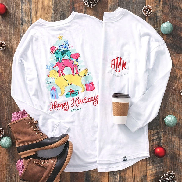 Monogrammed Happy Howlidays T-Shirt 1 Monogrammed Happy Howlidays T-Shirt