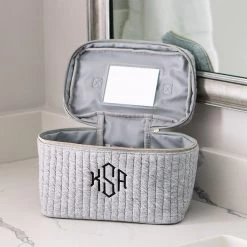 Monogrammed Quilted Train Case -Fashion Clothing Store 4Y7 inside gray quilted train case