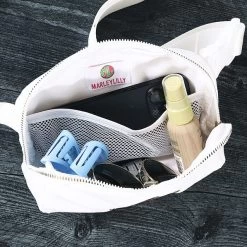 Monogrammed Belt Bag -Fashion Clothing Store 4mZ inside phone pocket in ivory belt bag