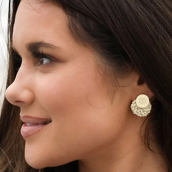 Monogrammed Rattan Earrings 2 Monogrammed Rattan Earrings - Image 2