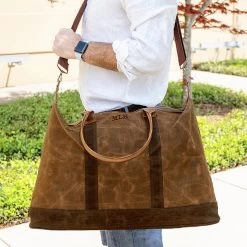 Personalized Waxed Canvas Weekender -Fashion Clothing Store 4vw mens sp23 waxed canvas weekender bag