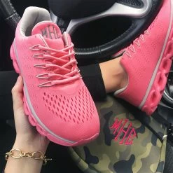 Monogrammed Scallop Sneakers -Fashion Clothing Store 4y1 monogrammed pink scalloped sole sneakers car selfie
