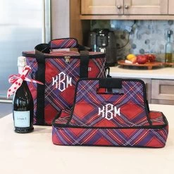 Monogrammed Casserole Carrier -Fashion Clothing Store 50s holiday plaid monogrammed cooler and casserole carrier