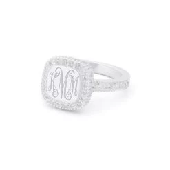 Monogrammed Pave Ring