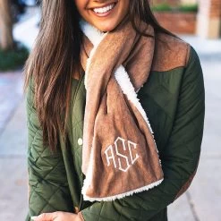 Monogrammed Reversible Scarf -Fashion Clothing Store 5VF brown suede reversible scarf