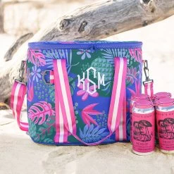 Personalized Cooler -Fashion Clothing Store 5Wr blue tropical palm cooler on beach