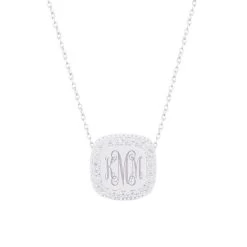 Monogrammed Square Pave Necklace