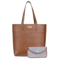 Monogrammed Leather Tote Bag