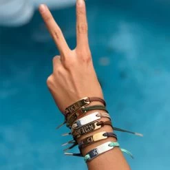 Monogrammed Suede Bracelet -Fashion Clothing Store 5a7b02314e2698.91338841