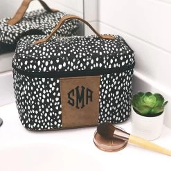 Monogrammed Dottie Train Case -Fashion Clothing Store 5f6 new black dot train case on bathroom counter