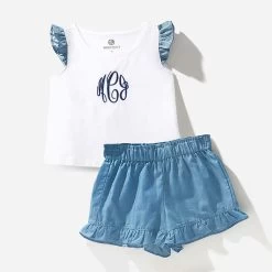 Monogrammed Toddler Ruffle Short Set