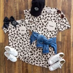 Monogrammed T-Shirt Dress 12 Monogrammed T-Shirt Dress -Fashion Clothing Store 5vH mom and me leopard tee dresses with names