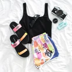 Monogrammed Running Shorts 5 Monogrammed Running Shorts -Fashion Clothing Store 5x8 melon patch running shorts flatlay