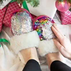 Sequin Slippers 7 Sequin Slippers -Fashion Clothing Store 6Fz sequin slippers shown flipping sequins to silver