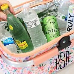 Monogrammed Insulated Picnic Basket 11 Monogrammed Insulated Picnic Basket -Fashion Clothing Store 6lZ coral floral picnic basket open